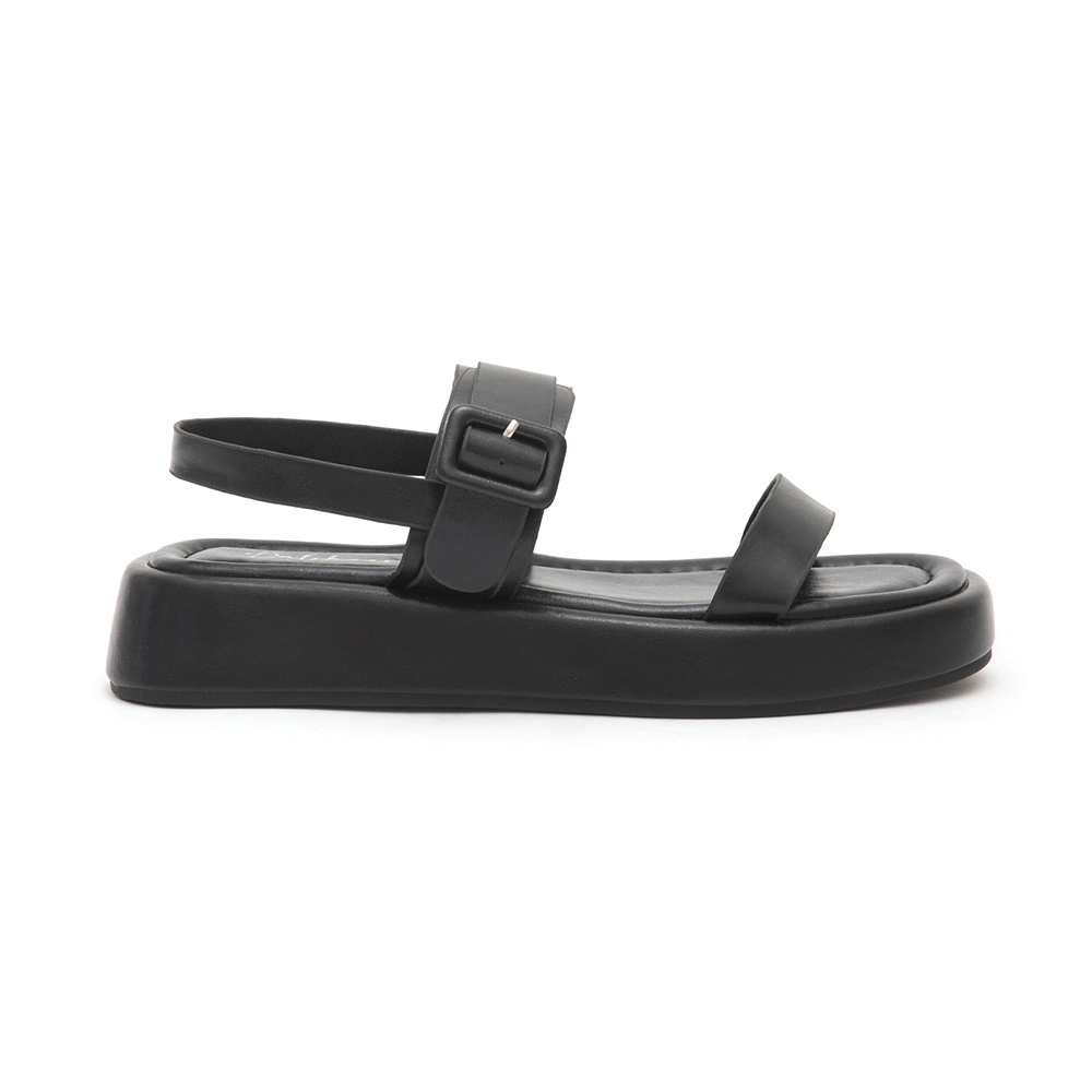 Square Buckle Thick Sole Sandals Black