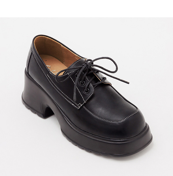 Preppy Style Lightweight Lace-up Derby Shoes Black