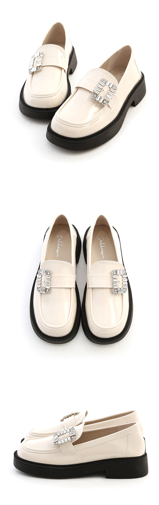 Crystal Embellished Chunky-Sole Loafers Ivory White