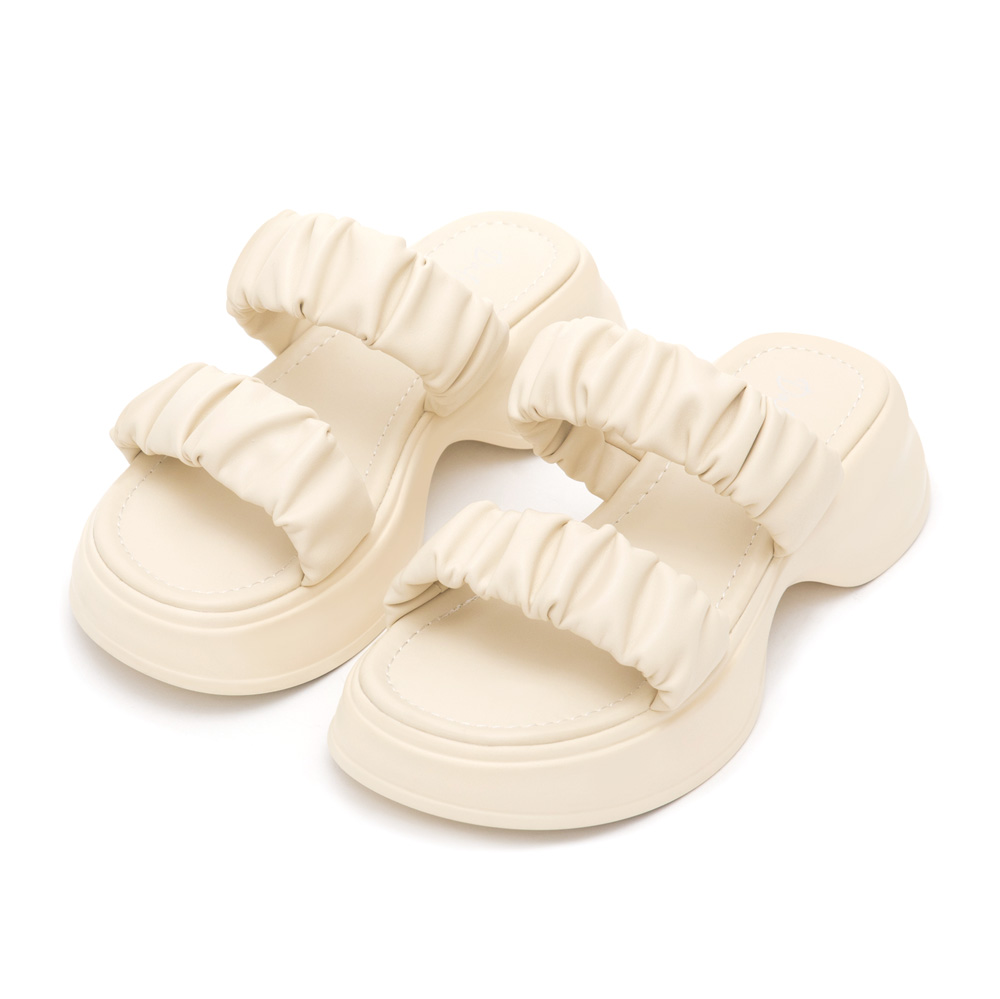 Comfy Ruched Details Lightweight Sandals Beige