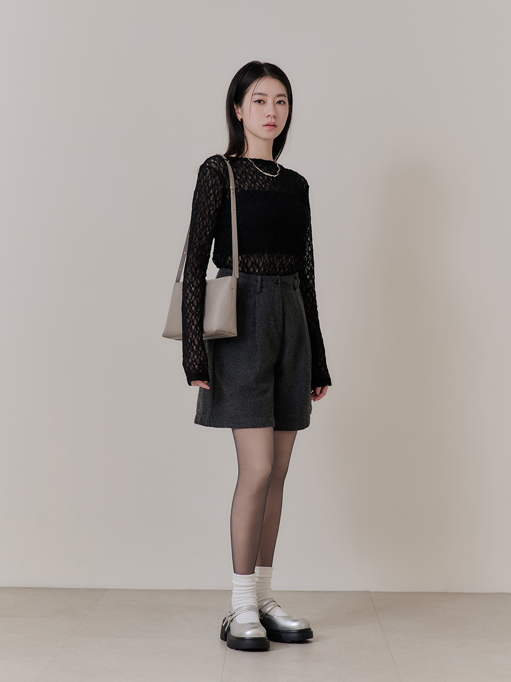 甜蜜愛心釦雙帶輕量瑪莉珍鞋 銀