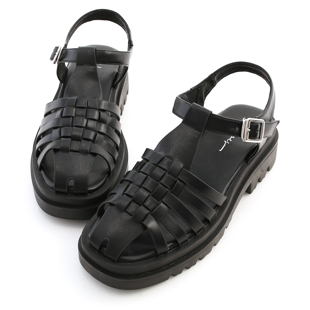 Caged Slingback Sandals Black