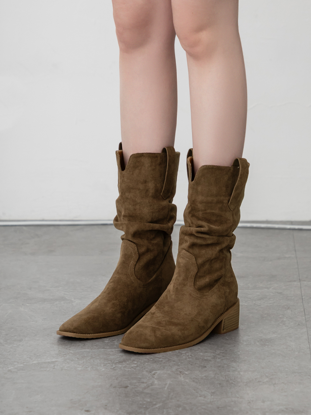 美拉德V口內增高西部堆堆靴 棕色