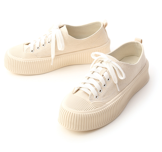 Thick Sole Canvas Sneakers Vanilla