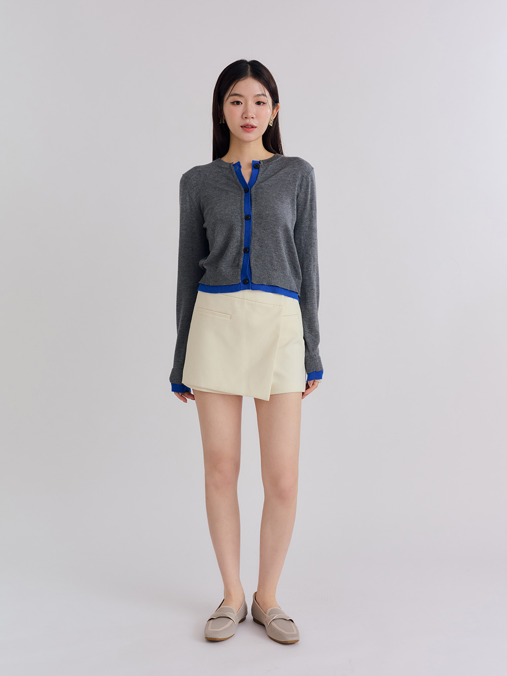 【3D零感雲織鞋】雙色拼接扭結方頭樂福鞋 密茶杏