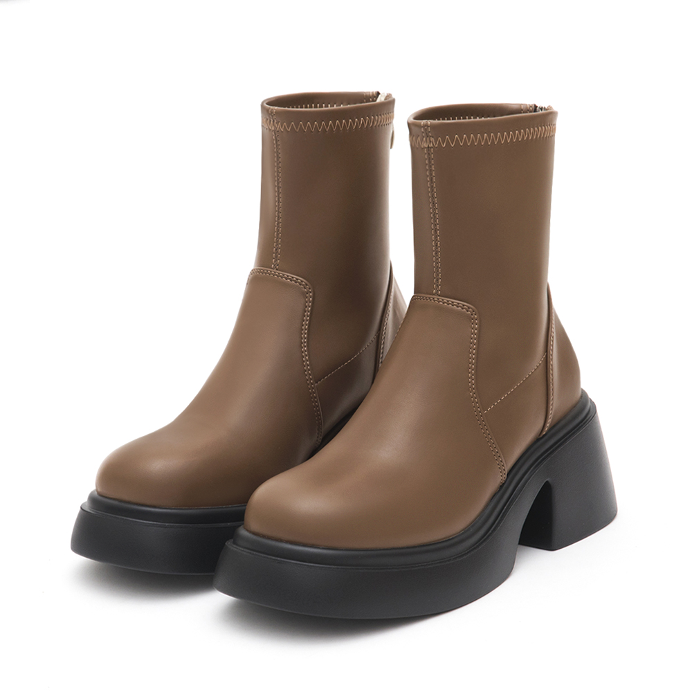 Lightweight Thick Sole Slimming Boots Brown