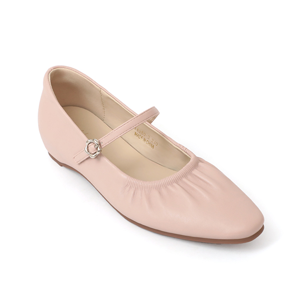 Hidden Wedge Ruched Mary Jane Shoes Pink