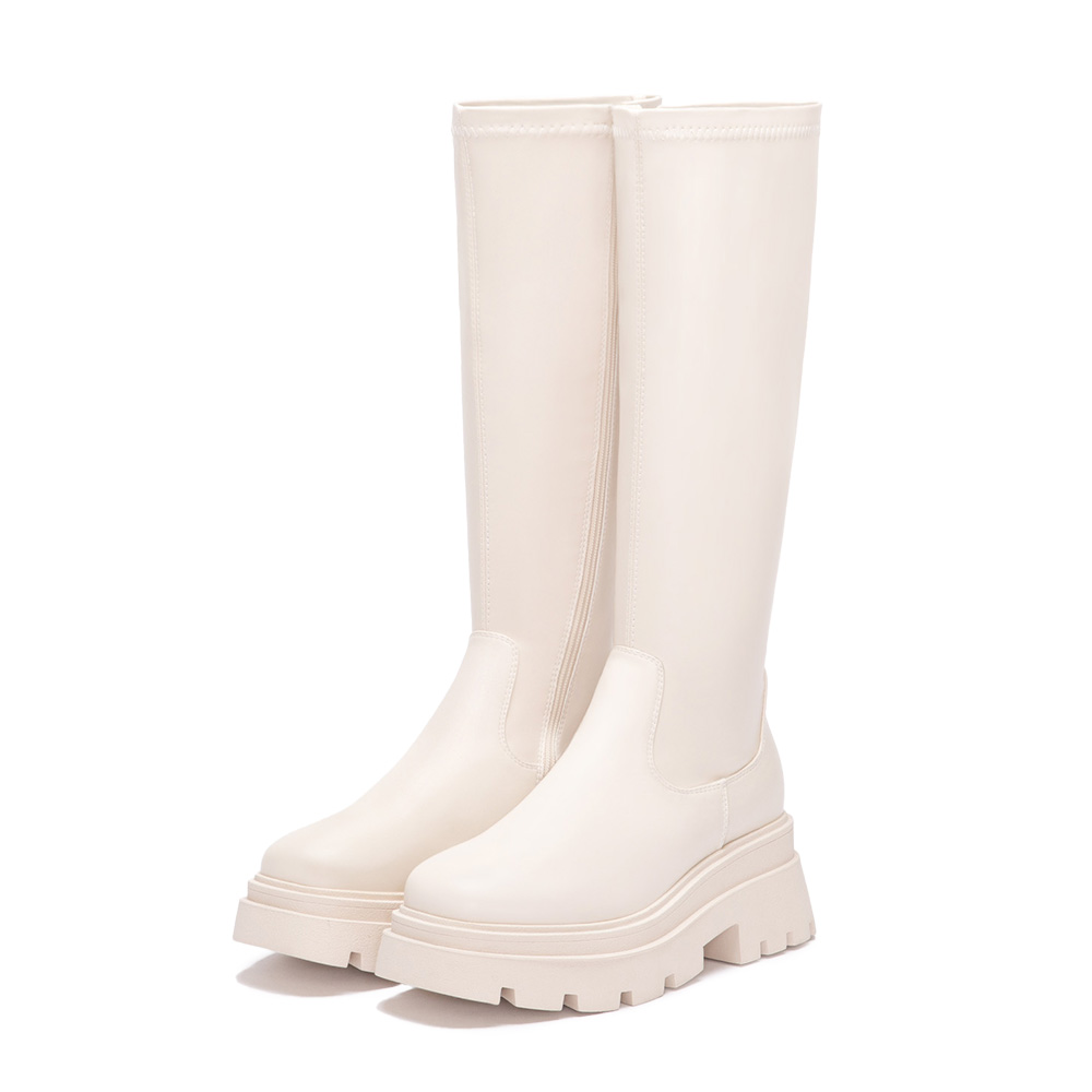 完美進化．增高厚底方糖瘦瘦長靴 香草米