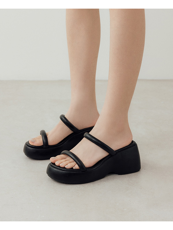 One-Strap Comfy Thick Sole Slide Sandals Black