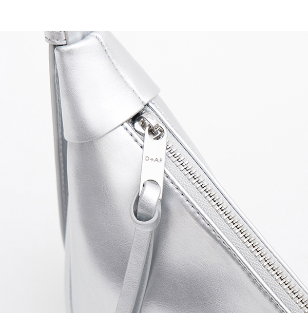 Crescent-Shaped Hobo Bag Silver