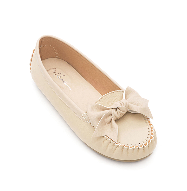 MIT Bow Moccasin Loafers Cream