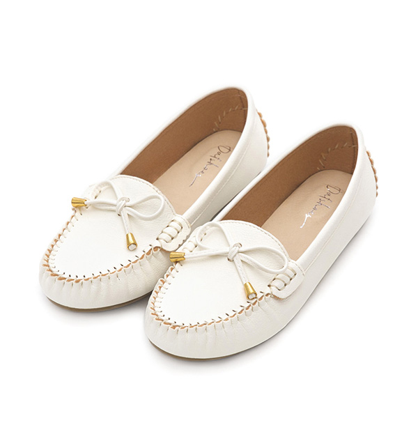 Soft MIT Bow Loafer Moccasins White