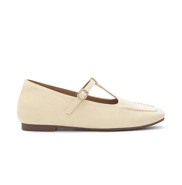 T-Strap Flat Mary Jane Shoes White