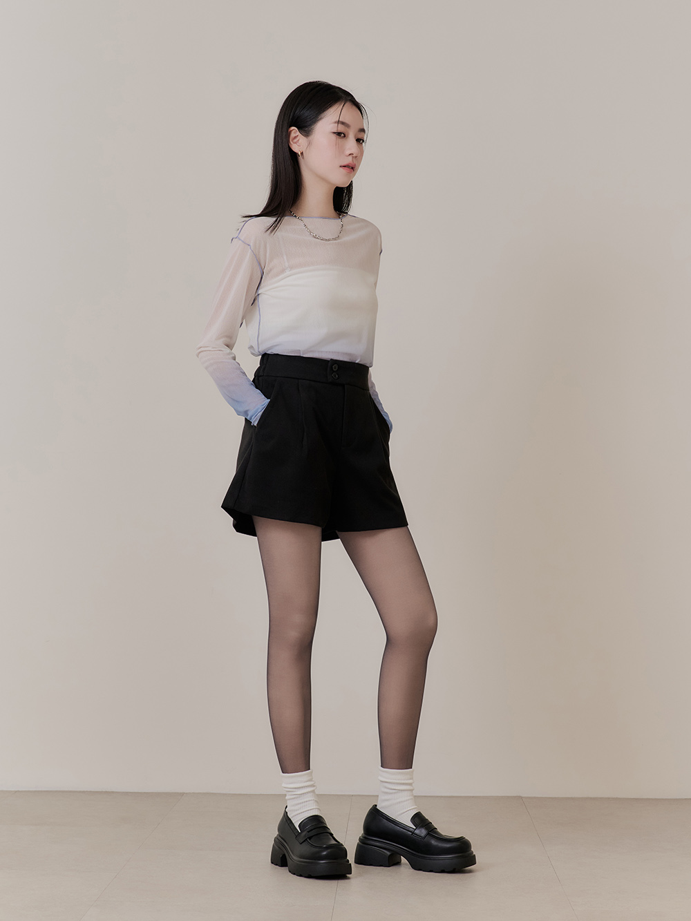 4D光腿神器黑透膚雙層絲襪 薄絨黑