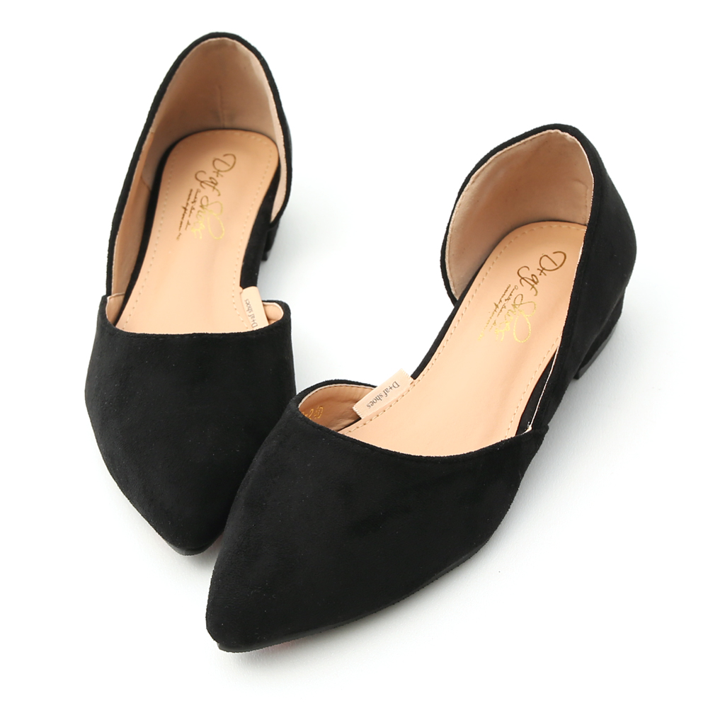 Faux Suede Pointed Toe D'orsay Shoes Black │ D+AF Official Online Shop