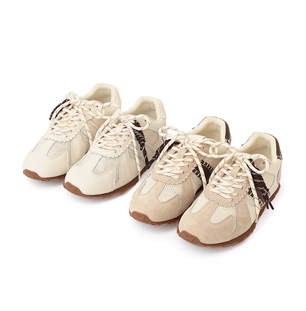 Colorblock Design Leather Sneakers Pink