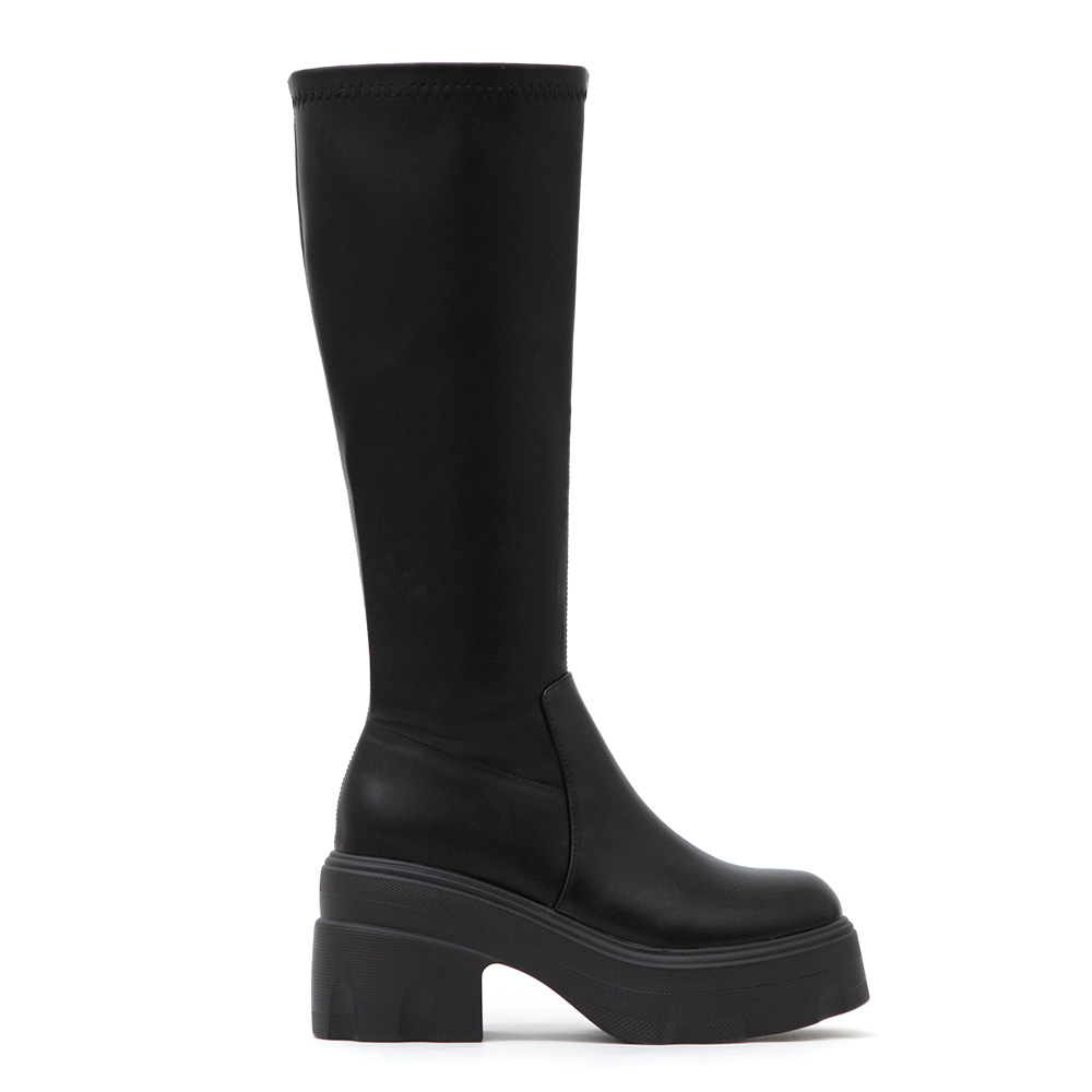 演唱會必備9.5cm輕量厚底瘦瘦長靴 黑色