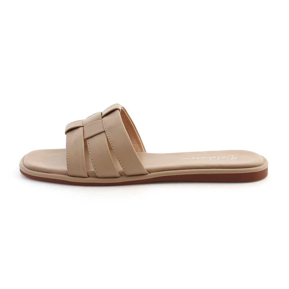 Flat Woven Slides Mocha grey