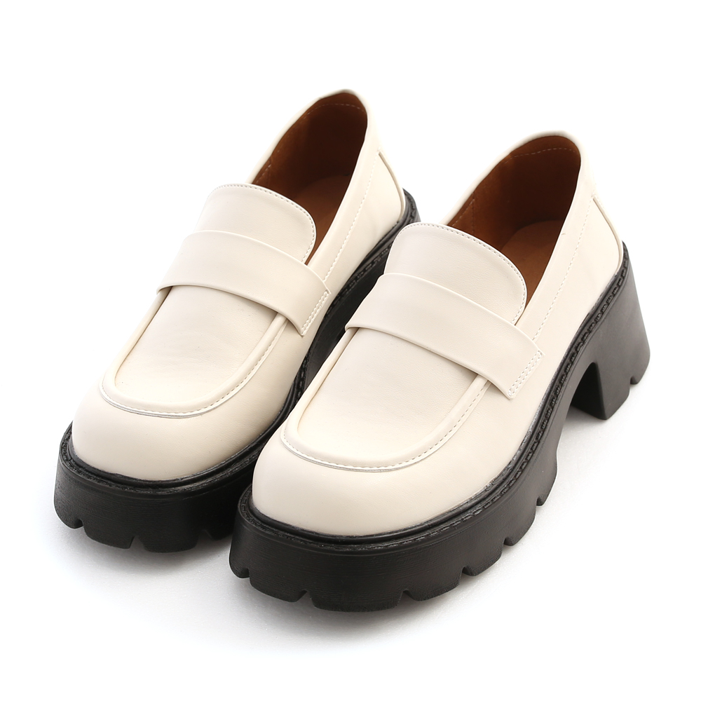 Thick Sole Loafers Cream