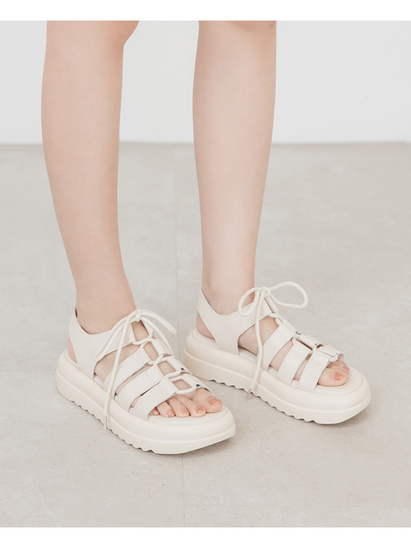 Lace-up Platform Roman Sandals 米