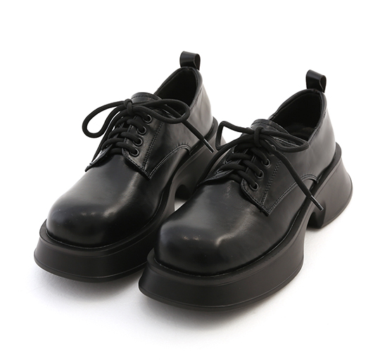 Lightweight Thick Sole Derby Shoes Black