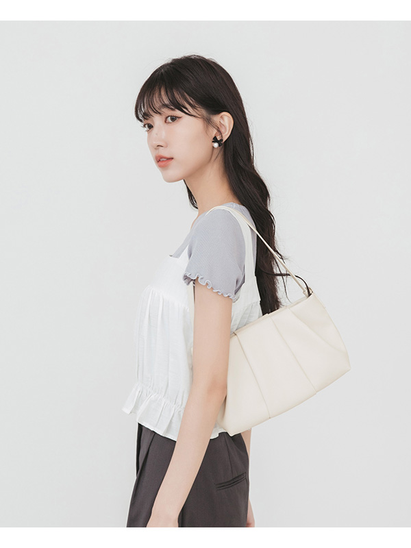 Cloud Ruched Shoulder Bag Beige