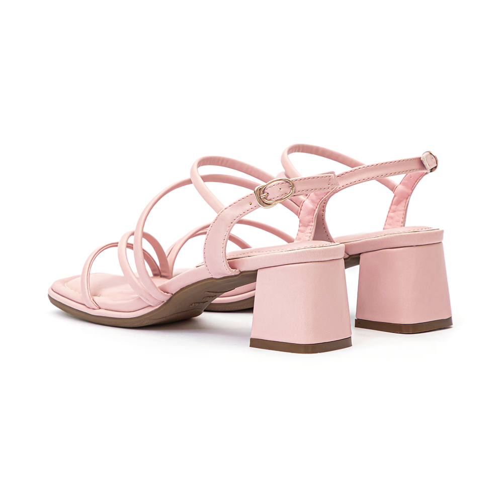 彩虹泡泡糖．泡芙軟墊細帶高跟涼鞋 粉