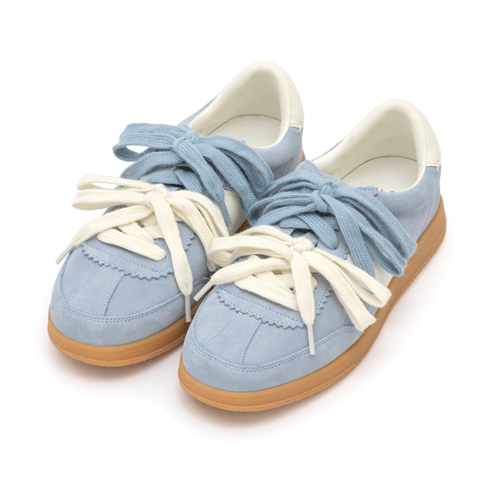 進化版2.0雙色鞋帶真皮德訓鞋 藍色