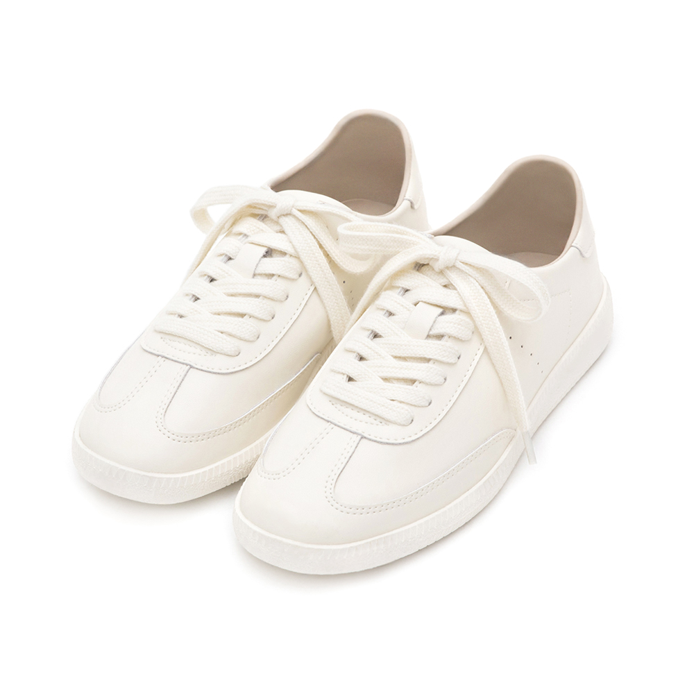 Color-Block Leather German Trainer Shoes Beige