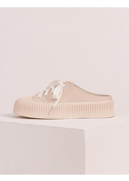 Thick Sole Canvas Mules Sneakers Vanilla