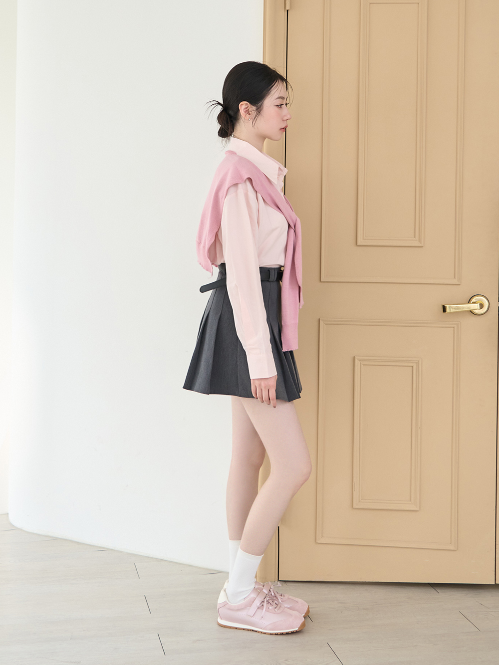 粉彩系列OK繃貼真皮休閒鞋 粉色