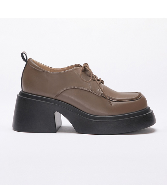 Lightweight Thick Sole Lace-Up-Up Derby Shoes Brown