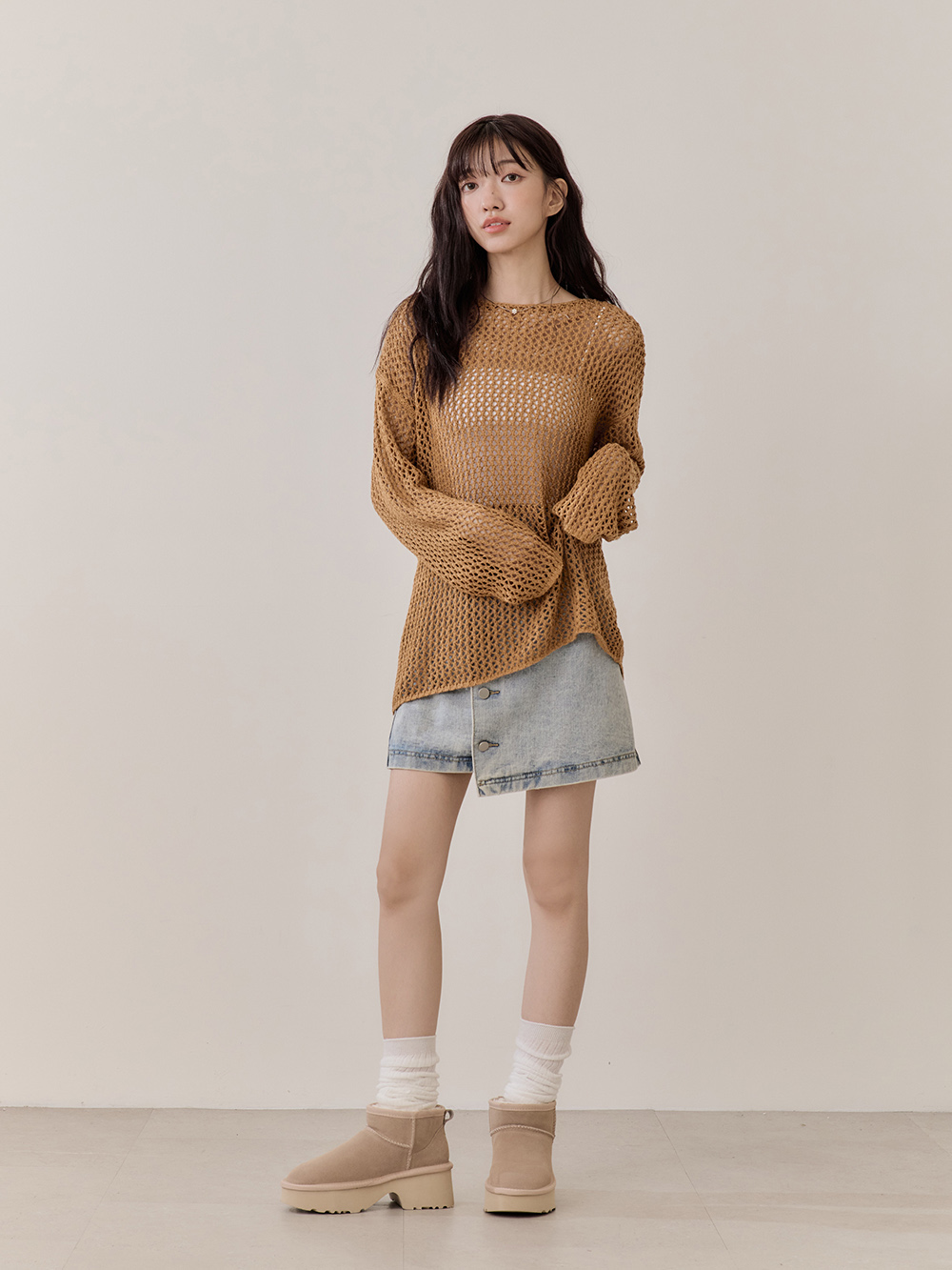 保暖神器厚底升級版真皮雪靴 沙色