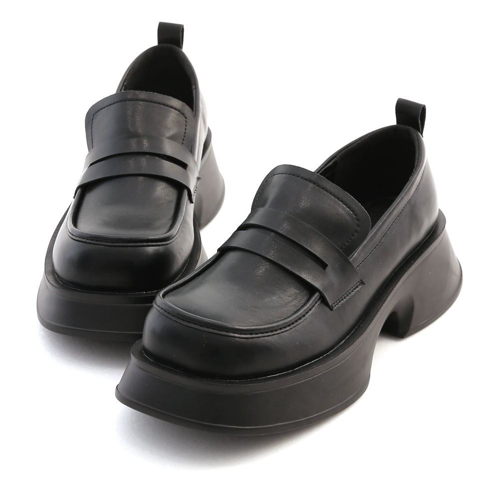 Classic Lightweight Thick-Soled Loafers Black