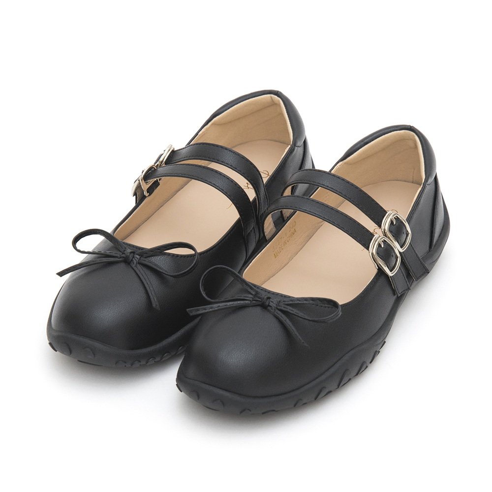 Double-Strap Athletic Ballet Flats Black