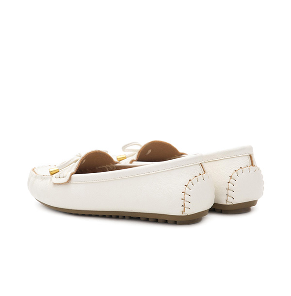 Soft MIT Bow Loafer Moccasins White