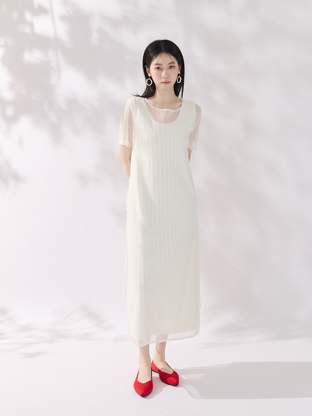 【3D零感雲織鞋】小V口尖頭通勤包鞋 熱戀紅