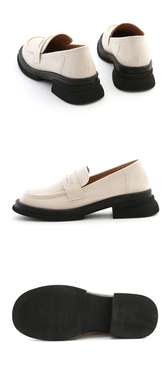 Extra Thick Sole Classic Penny Loafers Vanilla