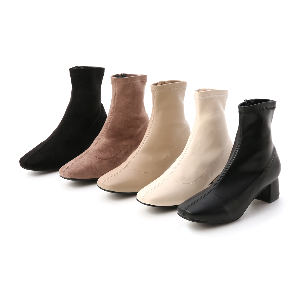 Square Toe Sock Boots Brown