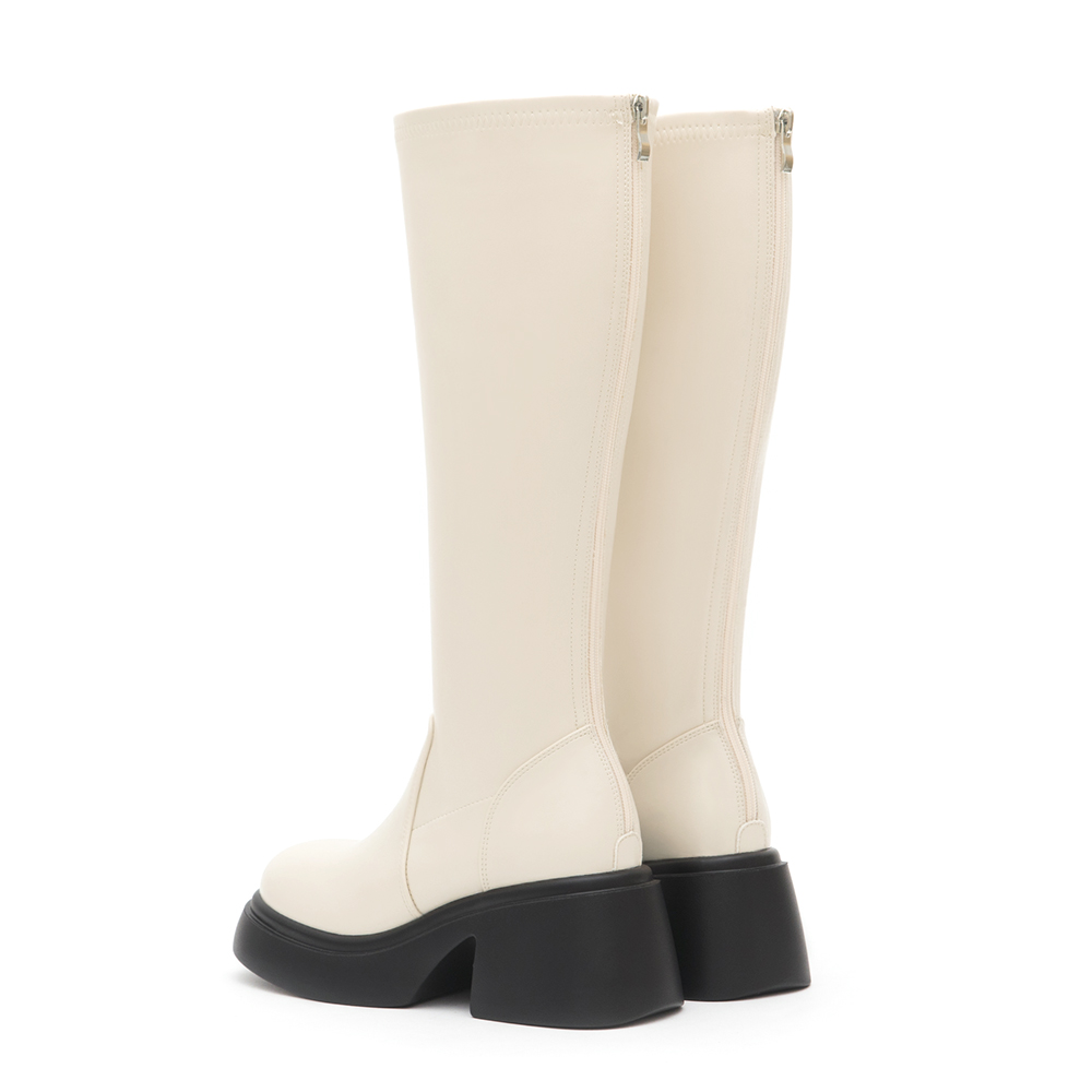 明星舞台．輕量加厚底瘦瘦長靴 香草米