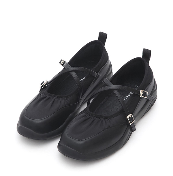 Cross-Strap Functional Mary Jane Shoes Black