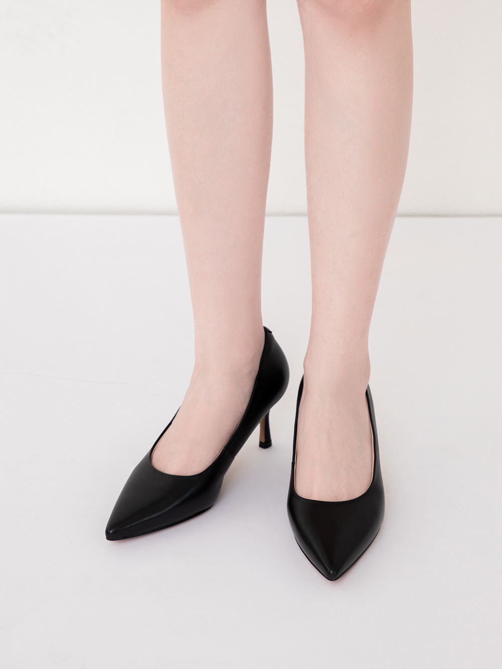 【真皮系列】6.5cm全能氣墊真皮高跟鞋 時尚黑