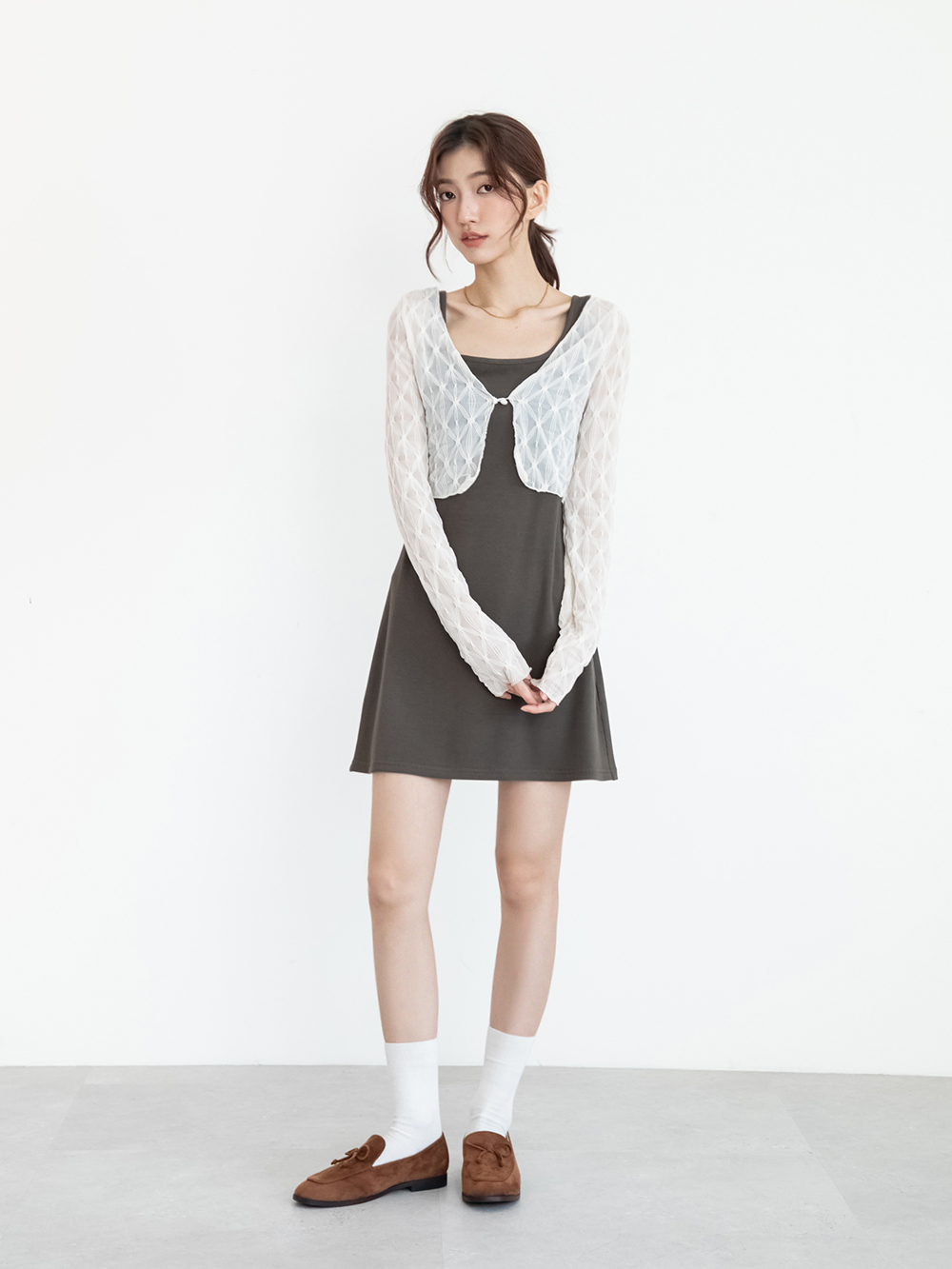 恆久經典4D氣墊蝴蝶結樂福鞋 棕色