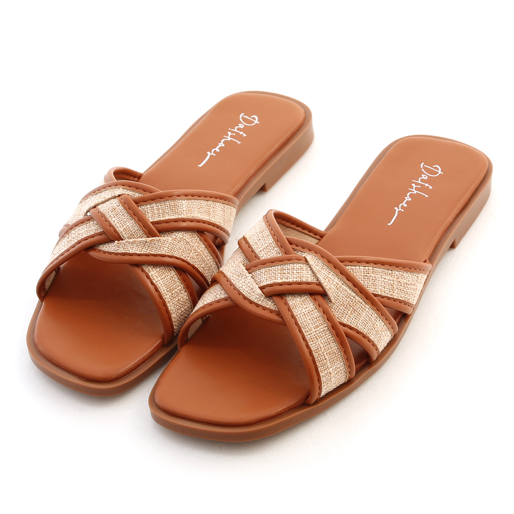 Woven Flat Sandals Brown