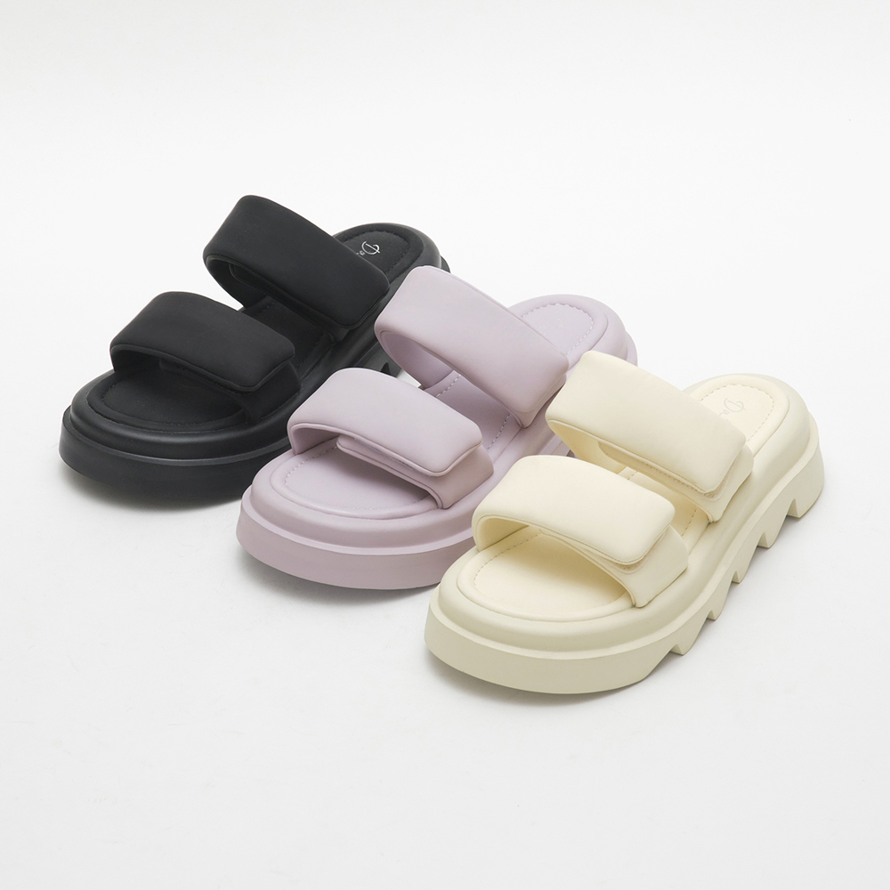空氣海綿雙帶啵啵Q軟拖鞋 パープル