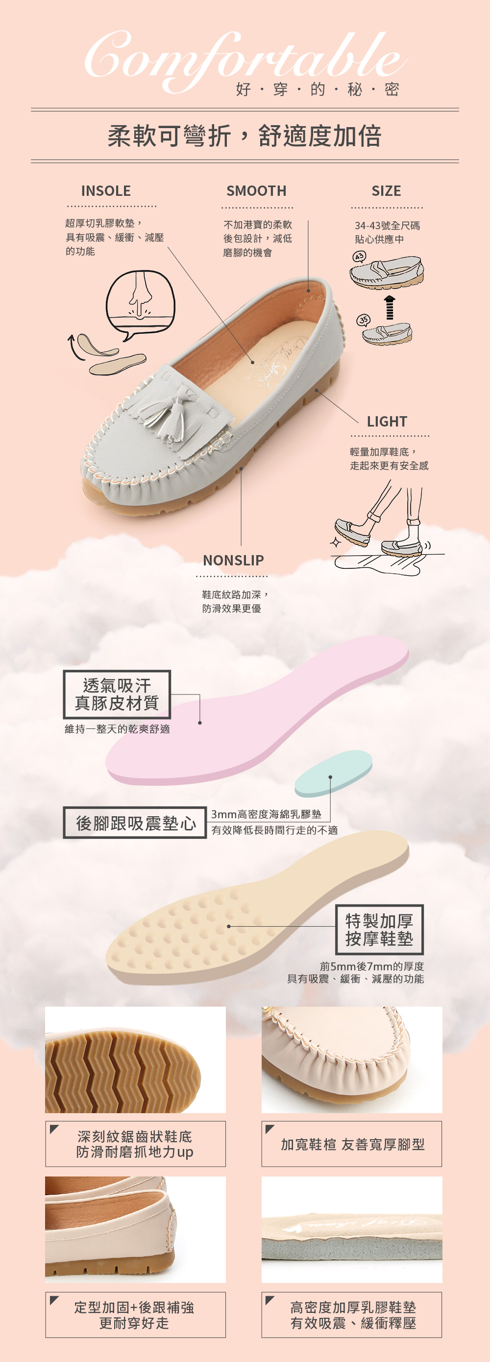 彈力舒適.MIT流蘇莫卡辛健走鞋 質感棕