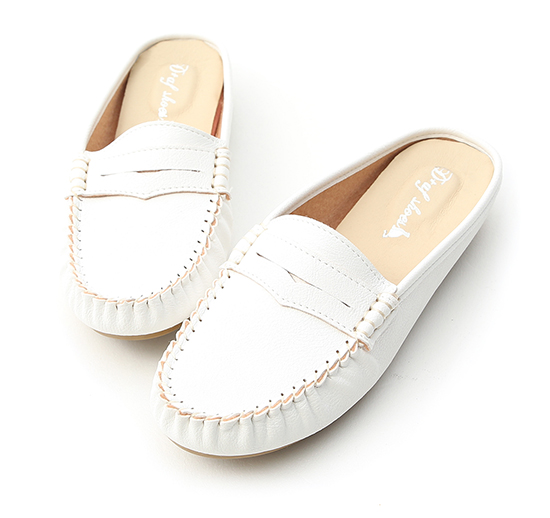 MIT Classic Moccasin Mules White