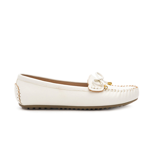 Soft MIT Bow Loafer Moccasins White