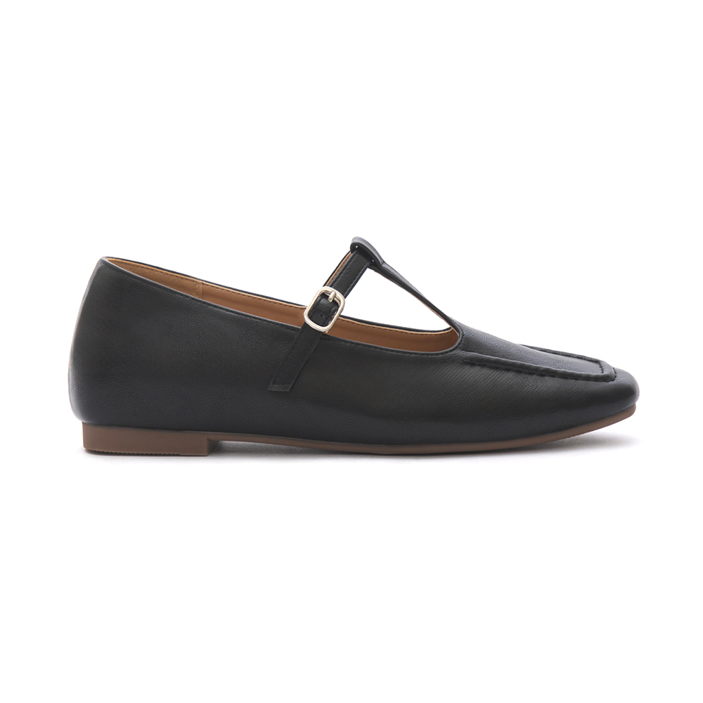 T-Strap Flat Mary Jane Shoes Black