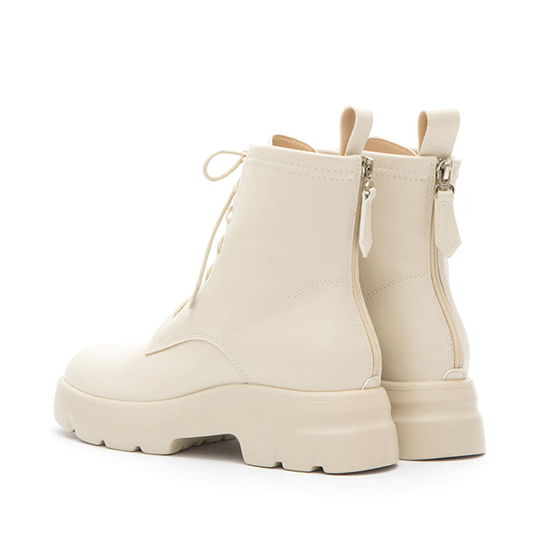 Lightweight Sole Lace-Up Boots Beige